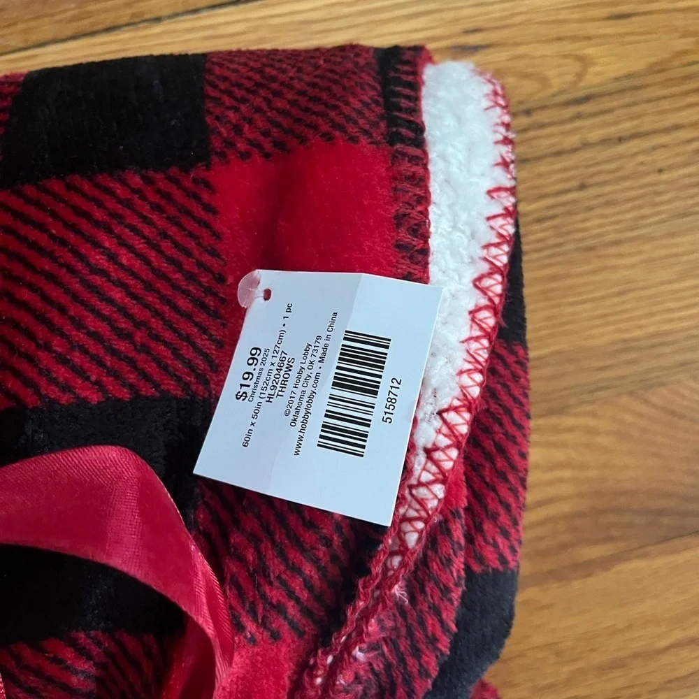 Hobby Lobby Red and Black Checkered Fleece Throw
